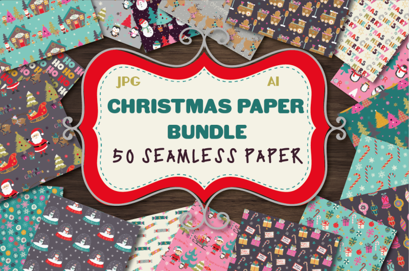 Christmas Paper Bundle By Poppymoon Design Thehungryjpeg