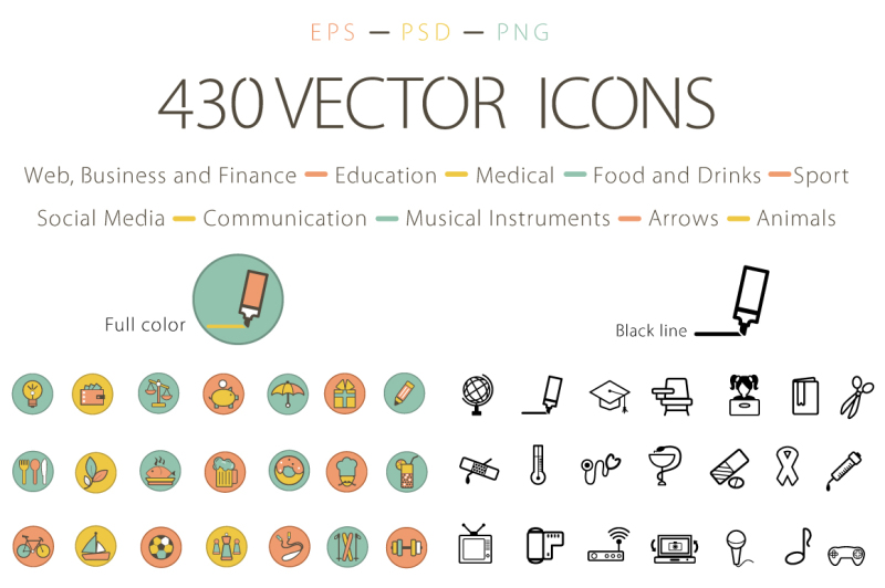 Set Of Vector Icons By Anna Ivanir TheHungryJPEG