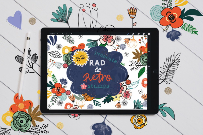 Rad And Retro Floral Stamp Brushes For Procreate By Okayannie Designs