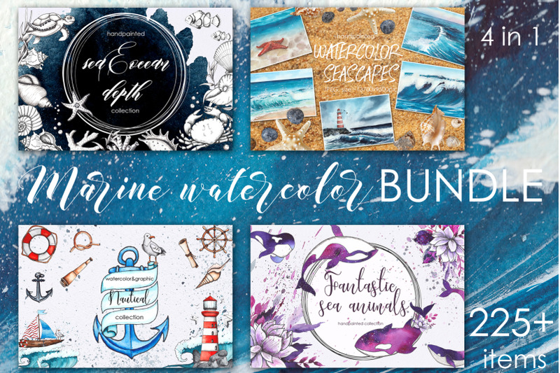 The MARINE Watercolor BUNDLE By Ana Sakuta TheHungryJPEG