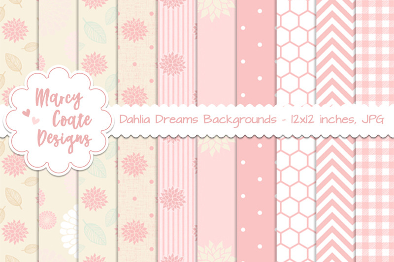 Dahlia Dreams Printable Background Papers By Marcy Coate TheHungryJPEG