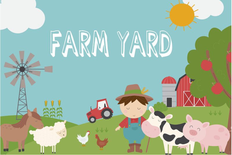 Farm Yard Clipart By Poppymoon Design TheHungryJPEG