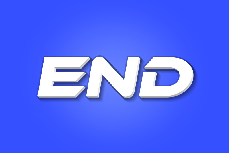 End 3D Text Style Effect PSD By Handriwork TheHungryJPEG