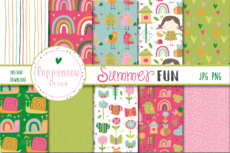 Summer Fun Paper By Poppymoon Design TheHungryJPEG