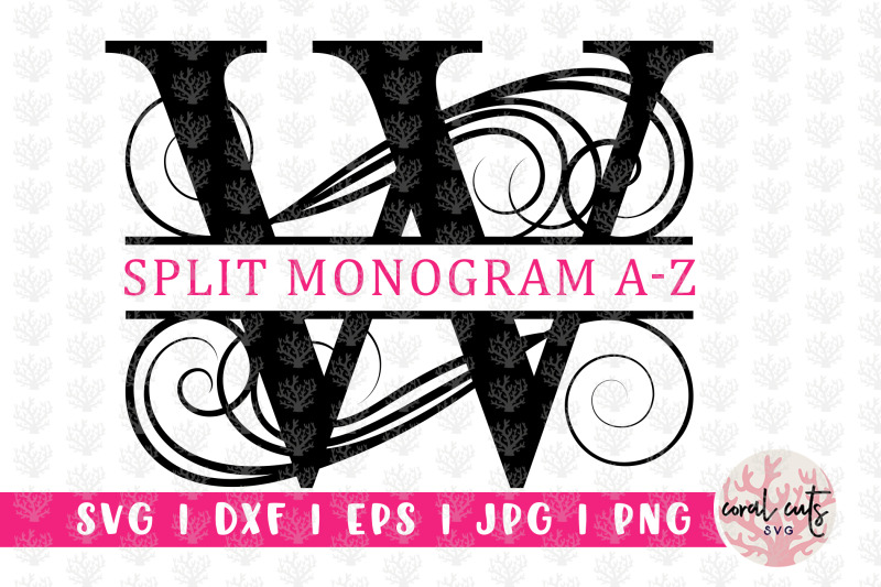 Calligraphic Swirl Split Monogram Alphabets A To Z Eps Svg Dxf