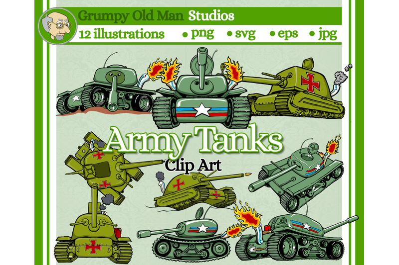 Cartoon Army Tanks By Grumpy Old Man Studios TheHungryJPEG