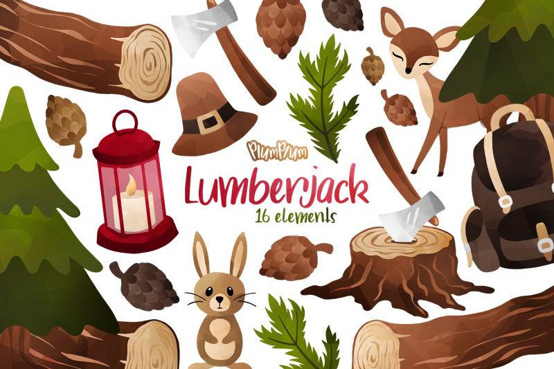 Lumberjack Watercolor Cliparts By Plumplumgraphics Thehungryjpeg