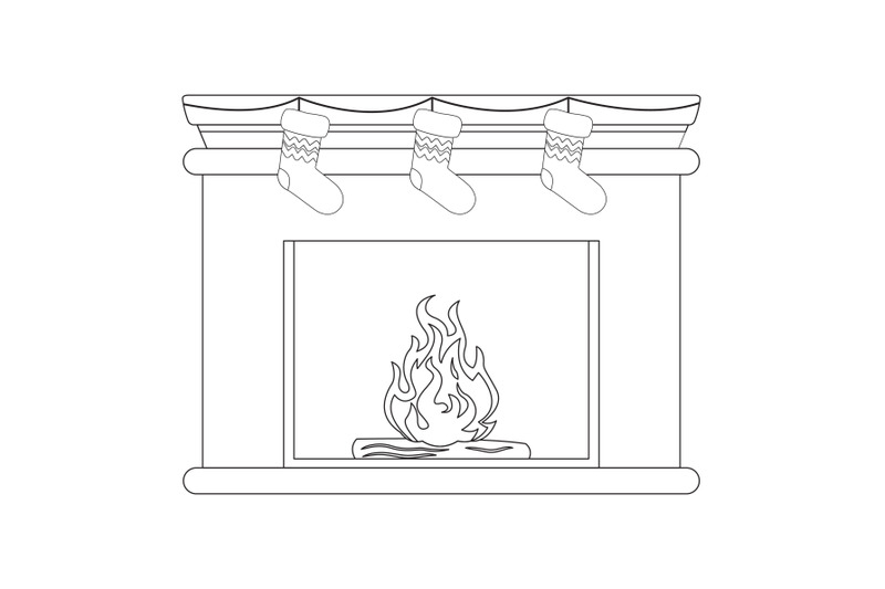 Christmas Fireplace Outline Icon Vector By Printables Plazza