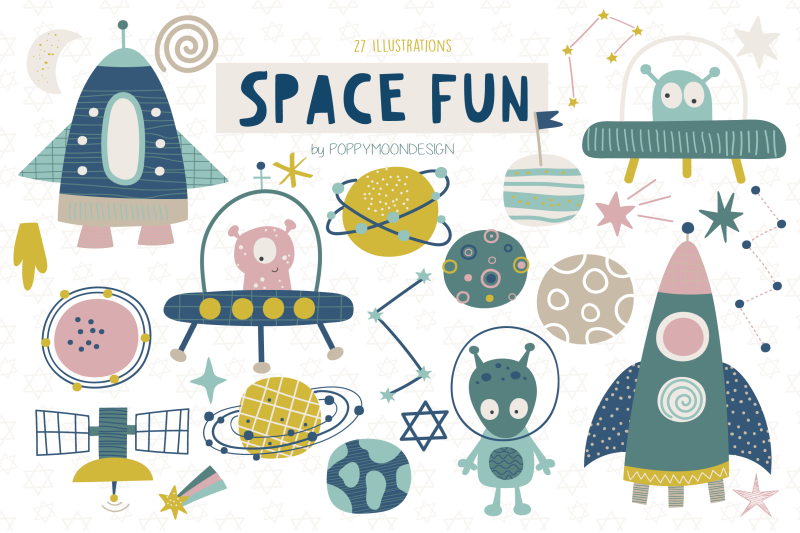 Space Fun Clipart Set By Poppymoon Design Thehungryjpeg