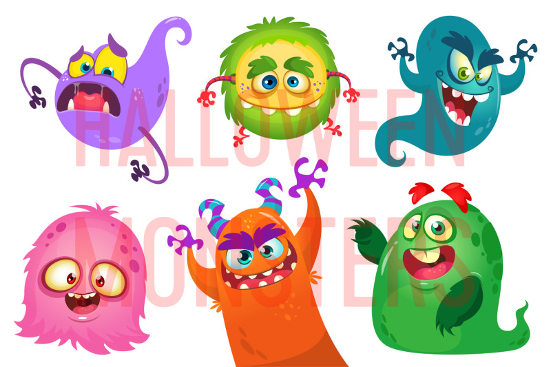 Cartoon Monsters Vector Set Halloween Design By Drawkman TheHungryJPEG