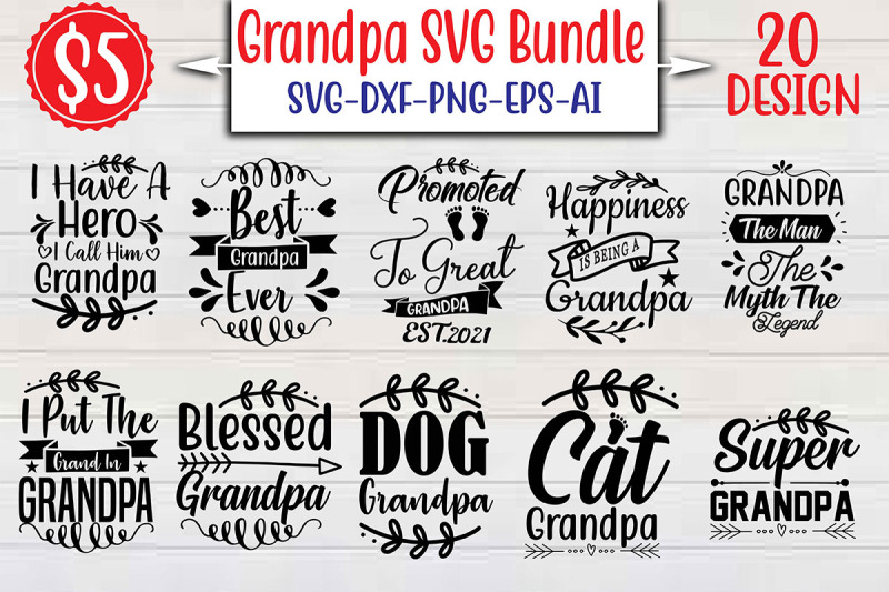 Grandpa SVG Bundle Cut File By NAZMABD TheHungryJPEG