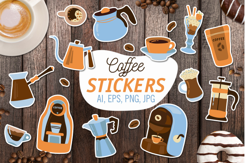 Coffee Stickers By HelgaKOV TheHungryJPEG