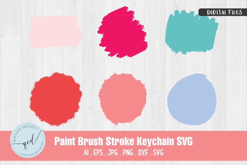 6 Paint Brush Stroke Keychain SVG By Qidsign Project TheHungryJPEG