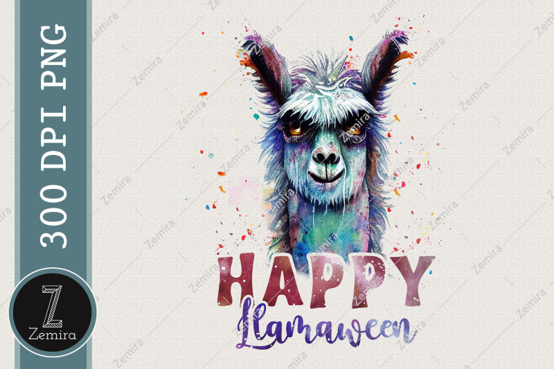 Funny Happy Llamaween Halloween Llama By Zemira TheHungryJPEG