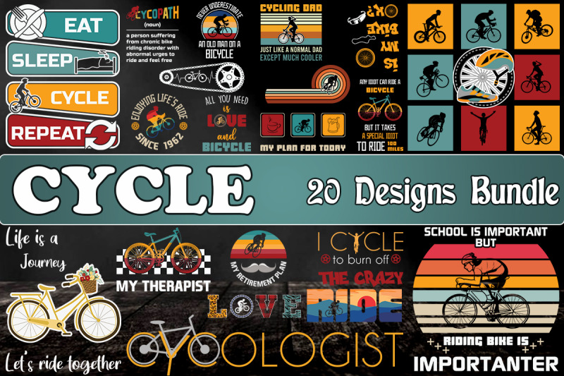 Cycling Bundle SVG 20 Designs By Pecgine TheHungryJPEG