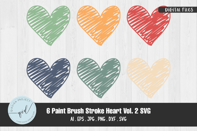 6 Paint Brush Stroke Heart Vol 2 SVG Keychain SVG By Qidsign Project