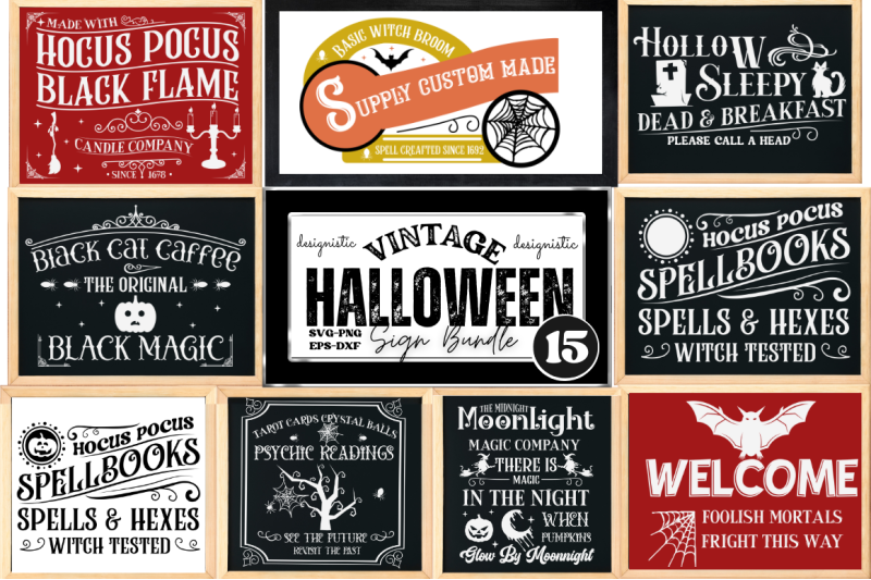 Vintage Halloween Sign Bundle By Designs Dark Thehungryjpeg