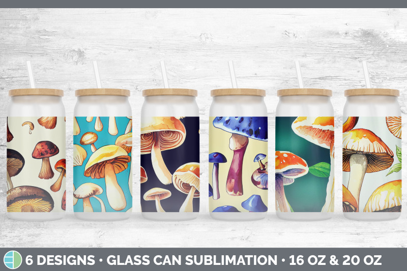 Mushrooms Glass Can Sublimation Beer Mason Jar By Enliven Designs