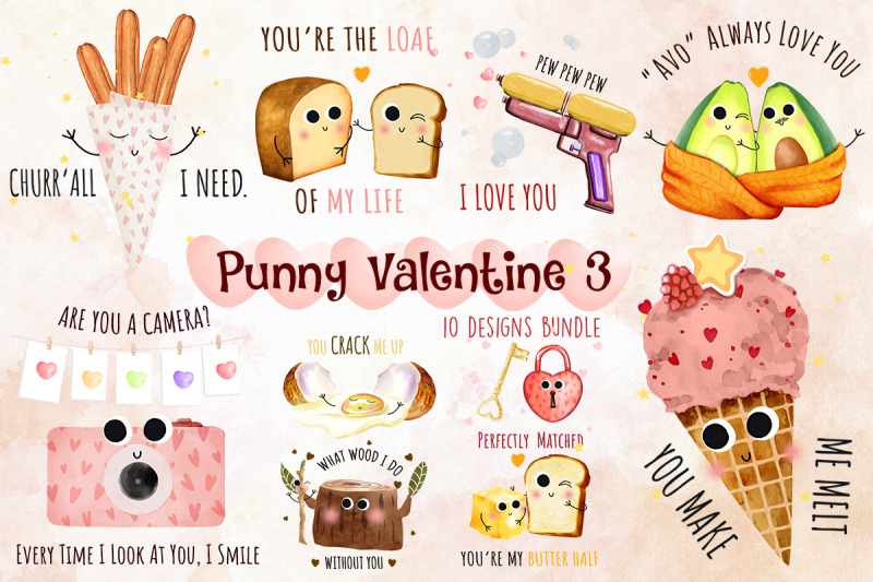 Funny Valentine Design Bundle By Zemira TheHungryJPEG