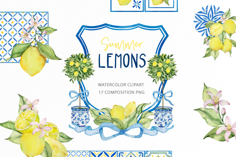 Watercolor Lemon Composition Clipart By SvetaArtLana TheHungryJPEG