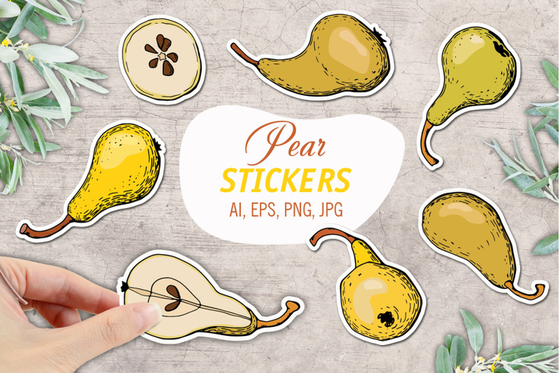 Pear Printable Stickers Cricut Design By HelgaKOV TheHungryJPEG