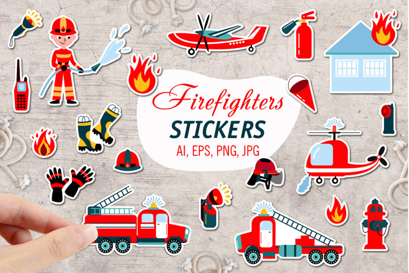 Fire Fighter Printable Stickers Cricut Design By HelgaKOV TheHungryJPEG