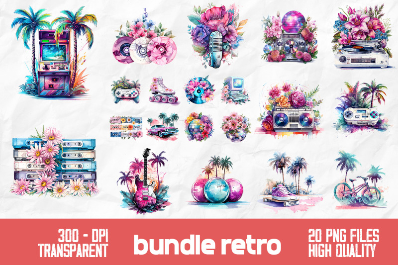 Retro Vaporwave Sublimation Bundle By Unlimab Thehungryjpeg