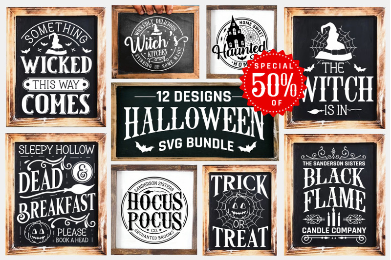 Vintage Halloween Signs Bundle Halloween Svg Bundle By Artstudio