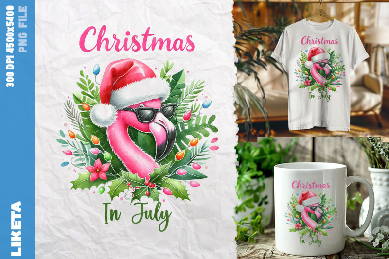 Flamingo Christmas In July Art By Utenbaw TheHungryJPEG