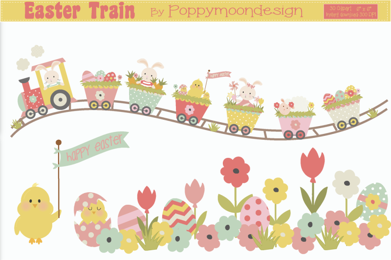 Easter Train Clipart By Poppymoon Design TheHungryJPEG