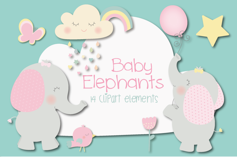 Baby Elephant Clipart By Poppymoon Design Thehungryjpeg