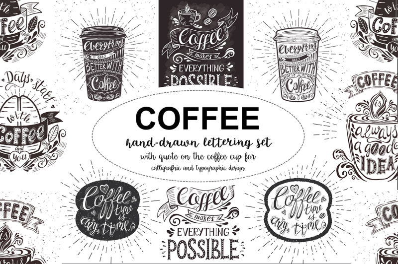 Set Of Banners With Coffee Quotes By Designwork Thehungryjpeg