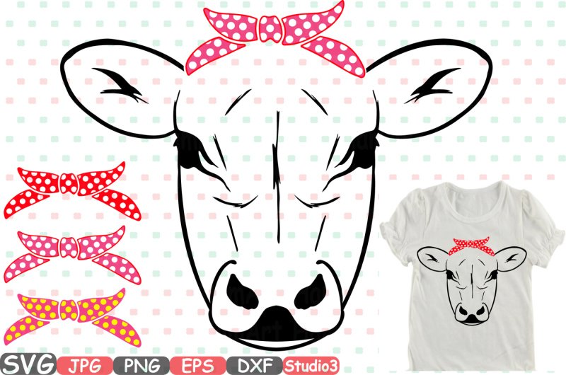 Cow Head Whit Bandana Silhouette Svg Polka Dot Cowboy Farm Milk S By Hamhamart Thehungryjpeg