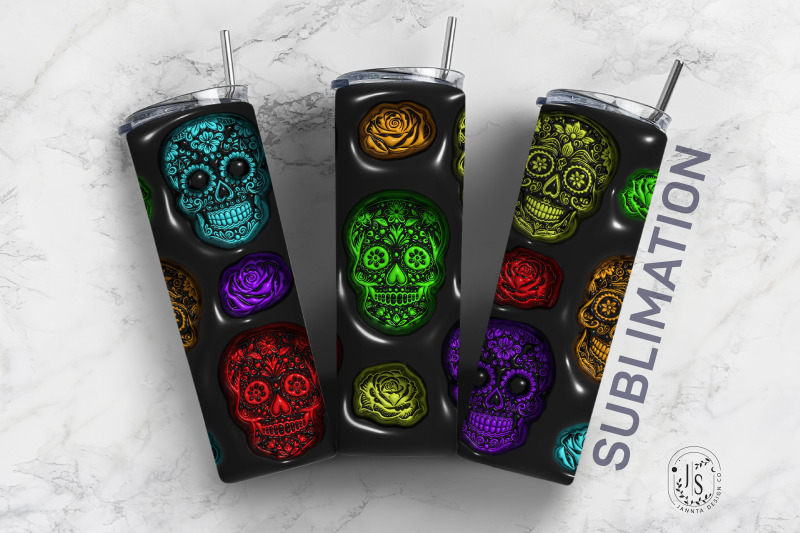 Inflated Bubble Sugar Skull Tumbler Wrap D Halloween By Jannta