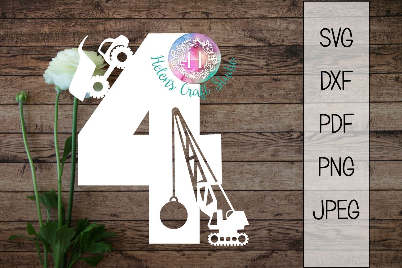 Construction Number Four SVG DXF PNG PDF JPEG Cutting File By Helens Craft Studio TheHungryJPEG