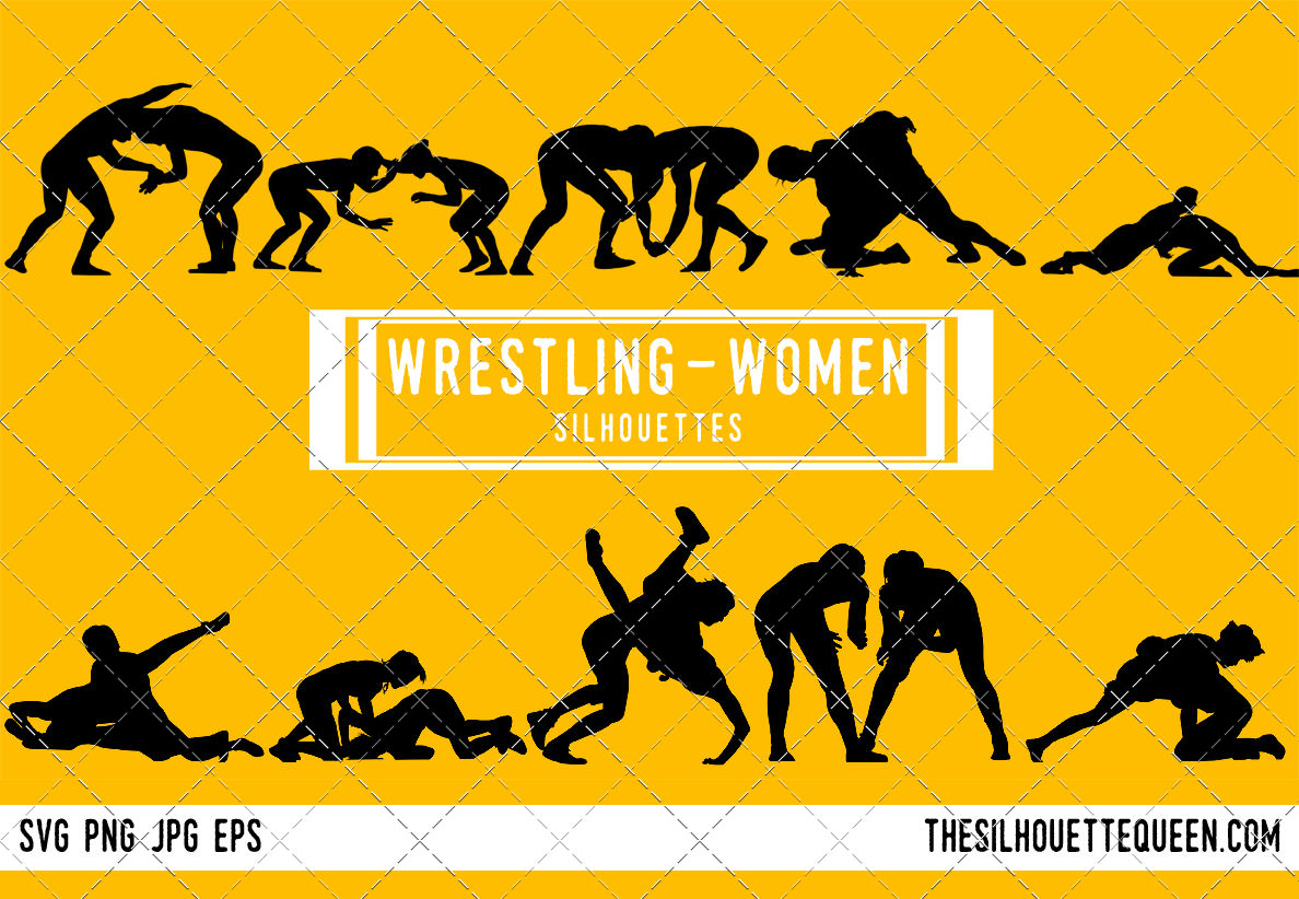 Female Wrestling Silhouette Vector By The Silhouette Queen TheHungryJPEG