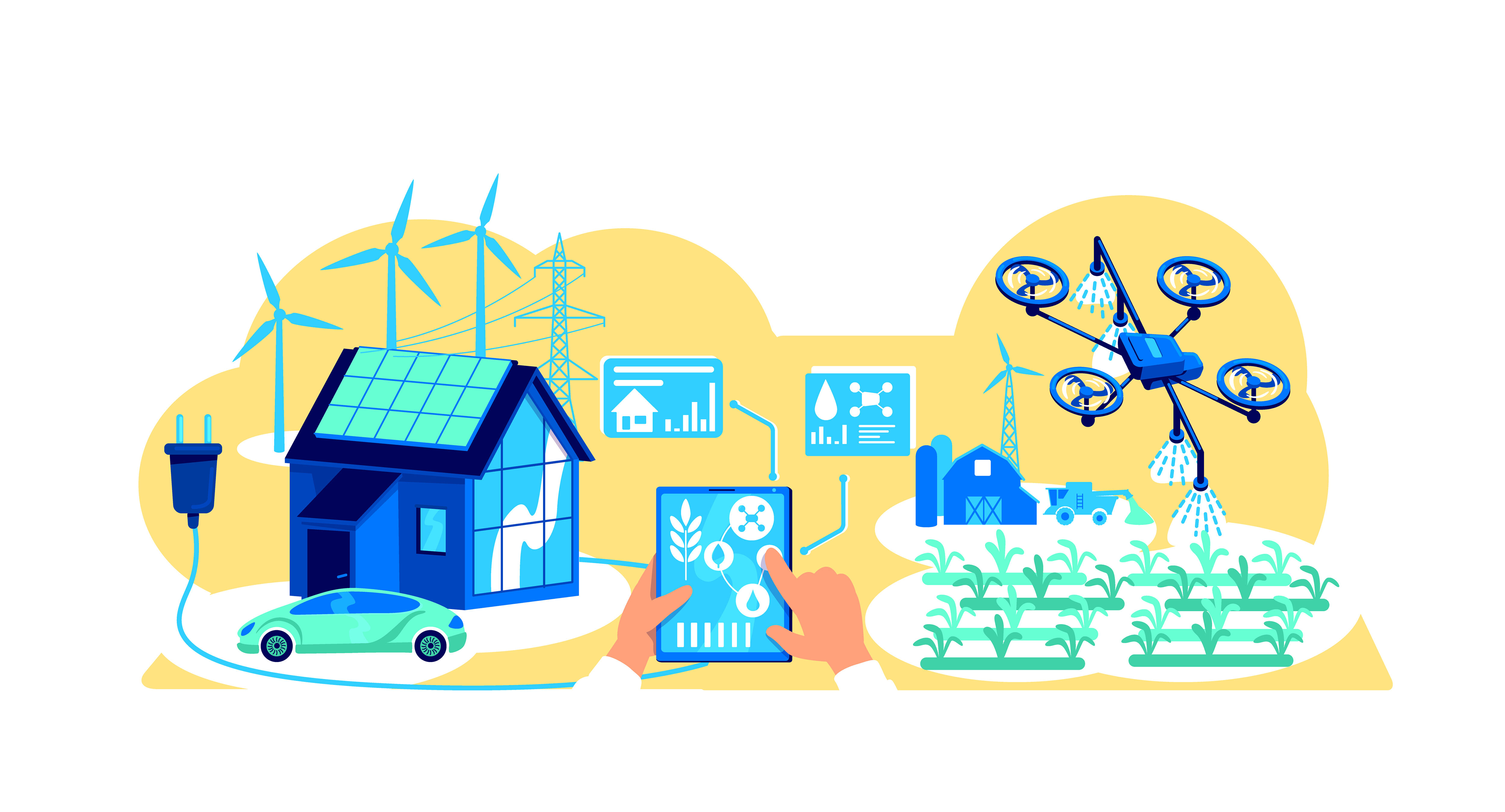 Smart Technology For Farming Flat Concept Vector Illustration By Ntl