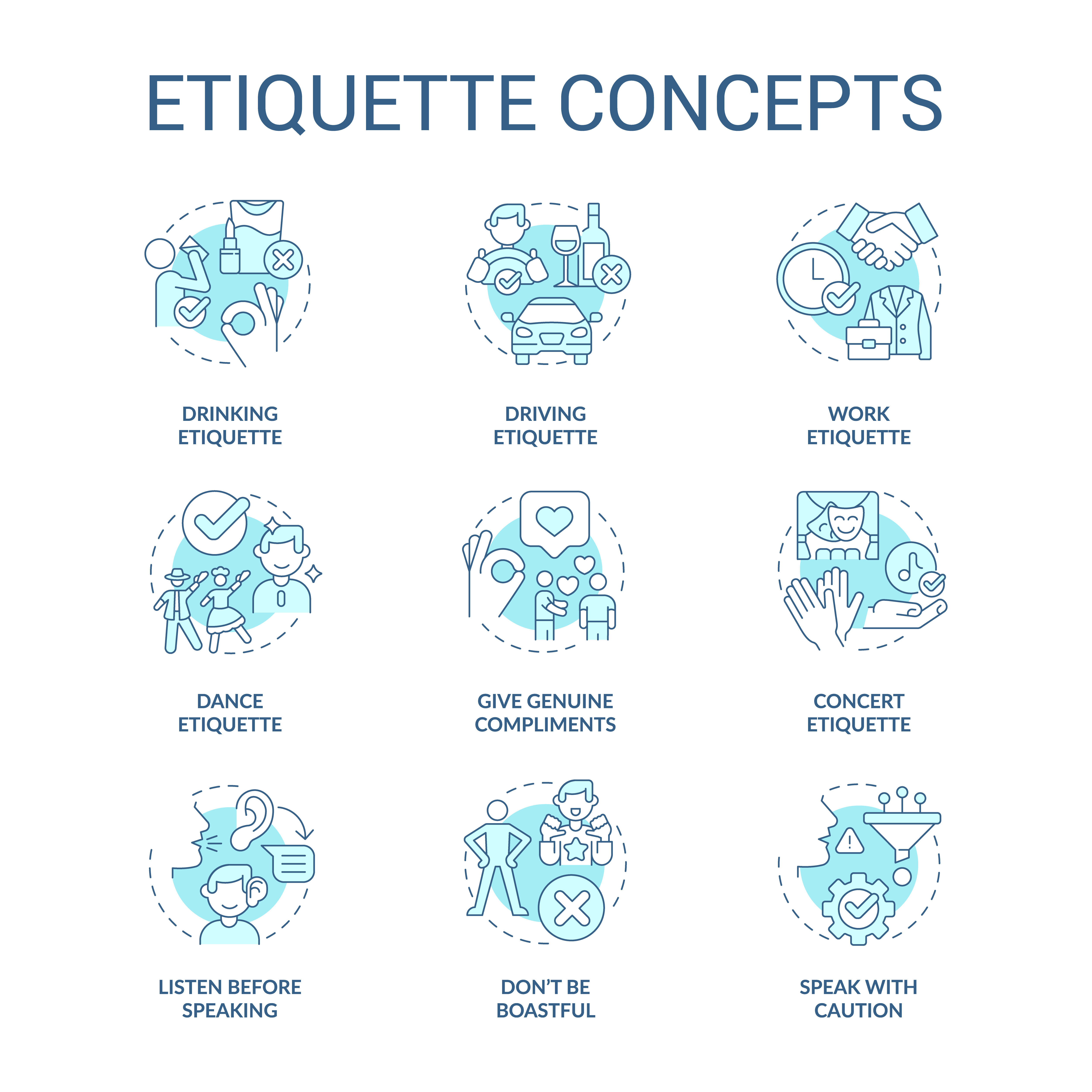 Etiquette Turquoise Concept Icons Set By Bsd Studio Thehungryjpeg