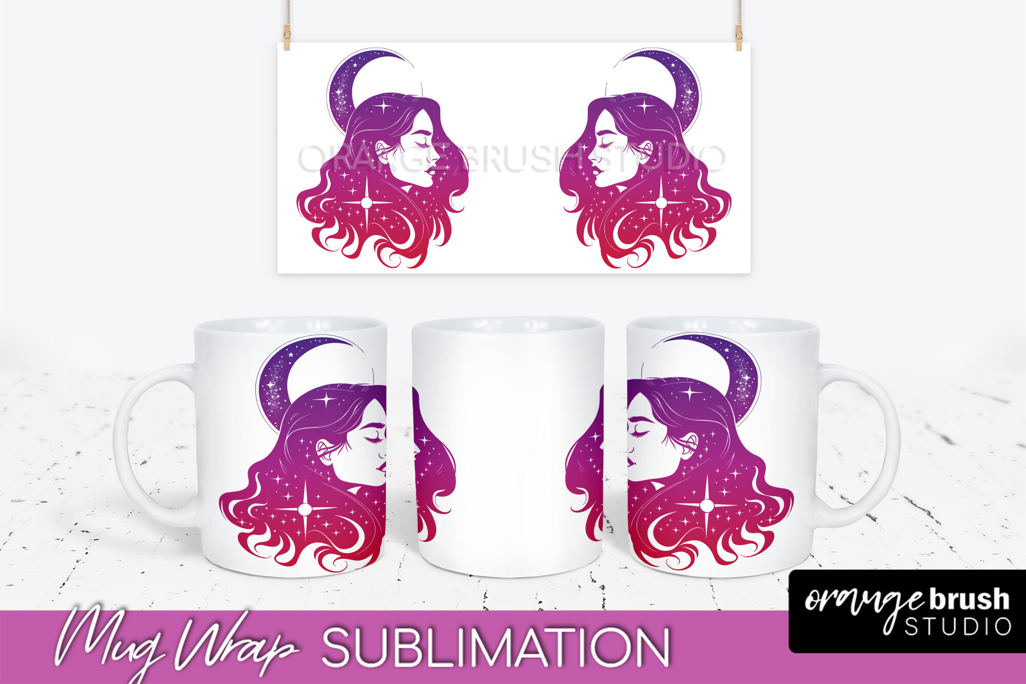 Celestial Mug Wrap Png Boho Mystical Coffee Mug Sublimation By Orange