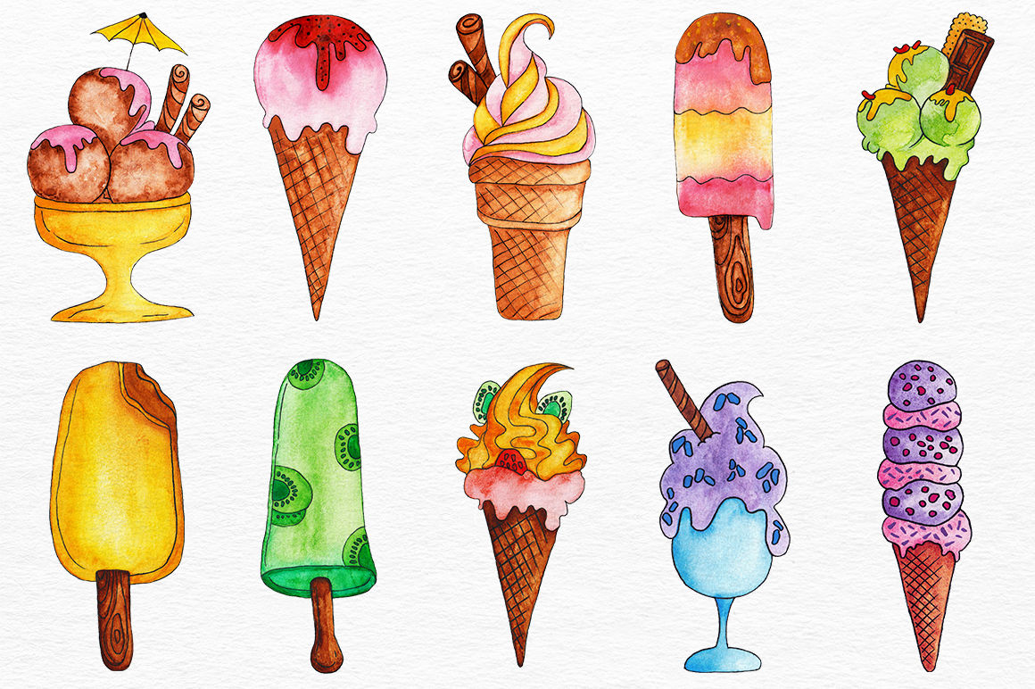 Легкие рисунки в виде мороженых