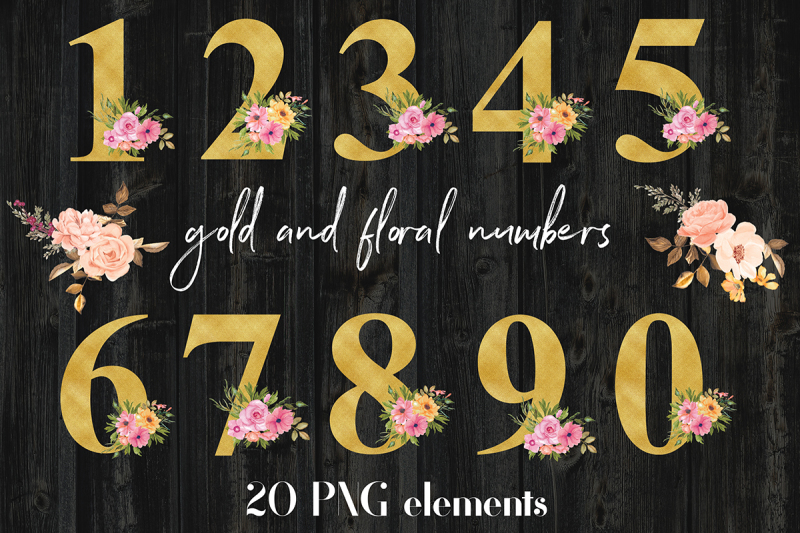 Download Free Gold And Floral Numbers Clipart Crafter File Free Svg Png Dxf Eps Cut Files