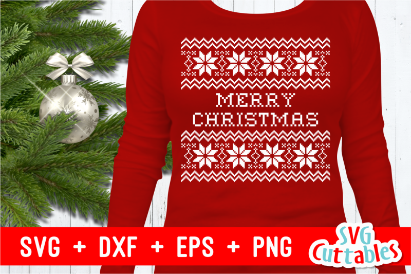 Merry Christmas Sweater By Svg Cuttables | TheHungryJPEG