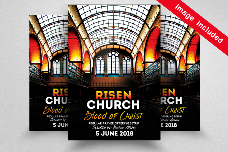 Church Risen Flyer Templates By Designhub | TheHungryJPEG