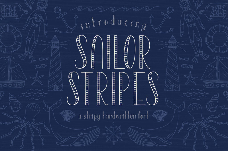 Sailor Stripes Font Illustrations By On The Mark Designs Thehungryjpeg Com