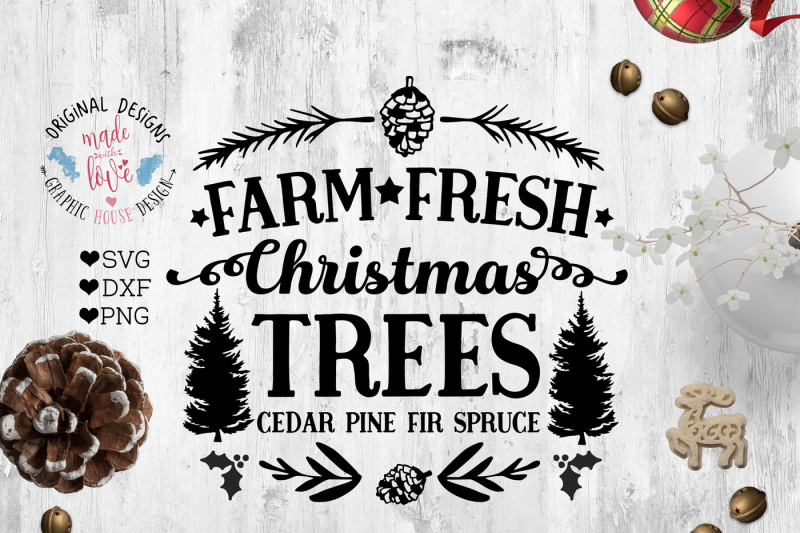 Download Free Farm Fresh Christmas Trees Cut File PSD Mockup Template