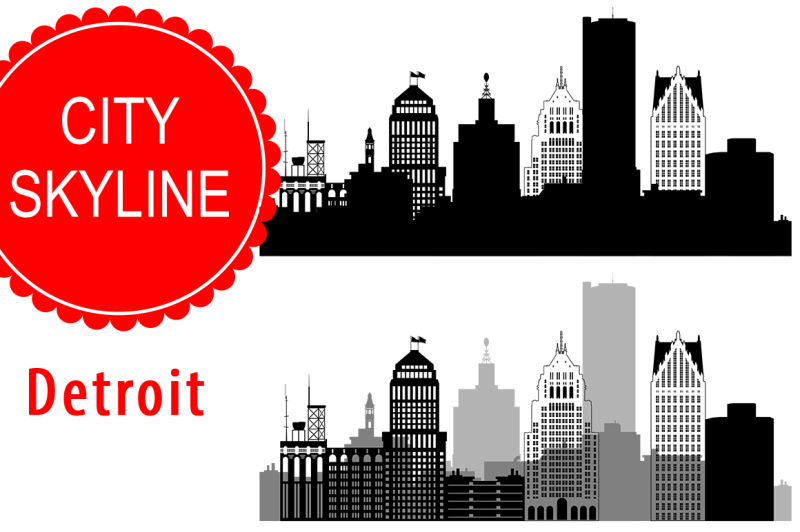 Detroit vector Michigan USA skyline SVG, PNG, JPG, EPS, AI, DXF By ...