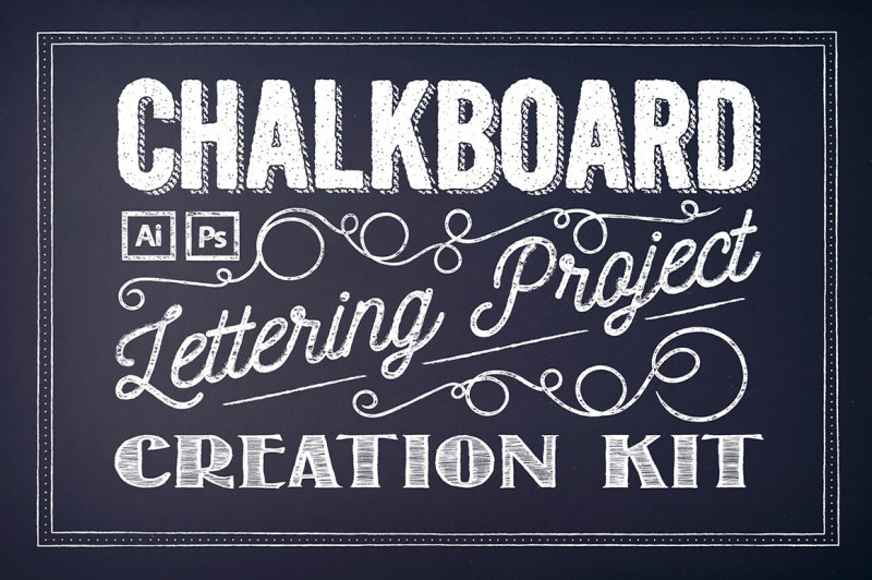 Chalkboard Lettering Project Kit By Textures Overlays Store Thehungryjpeg Com