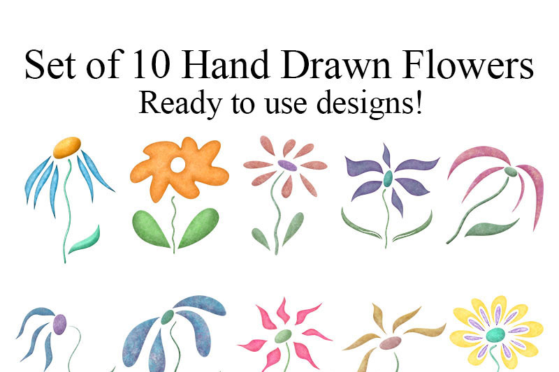 Flower Illustration Set - JPEG - PNG - EPS - SVG By Happie Hippie Chick