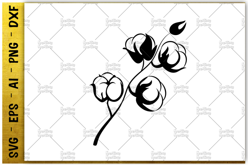 Cotton Picking plant svg printable iron cut file vector eps png ai dxf