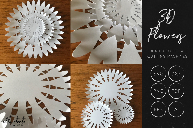 Download Flower SVG Cut File - Flower Bundle - 3D Flower SVG - Layered Flower DXF By illuztrate ...